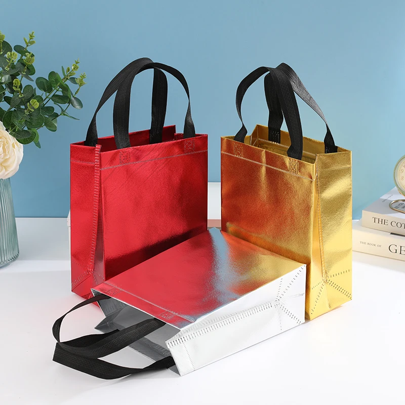 5pcs Customized environmental protection non-woven fabric shopping bag, folding ecological bag reusable fashion non-woven gift b