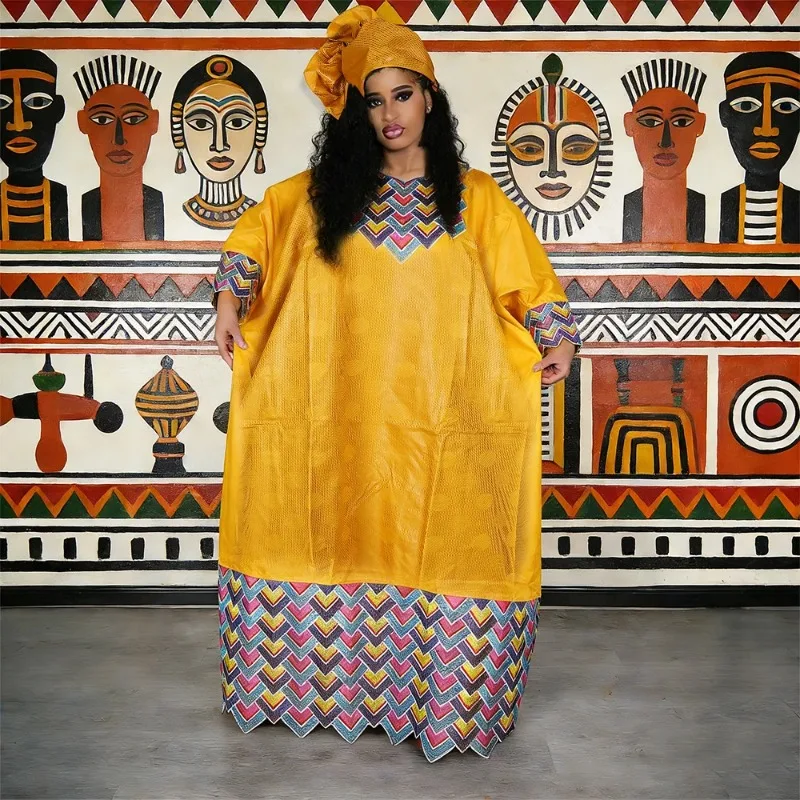 Plus Size African Party Long Dresses for Women 2026 New Luxury Bazin Embroidery Robe Elegant Turkey Muslim Wedding Evening Gown