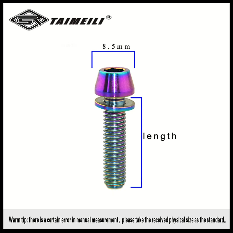 TAIMEILI 1pcs titanium alloy screw m5x16/18/20 cone head non open washer bicycle mounting screw
