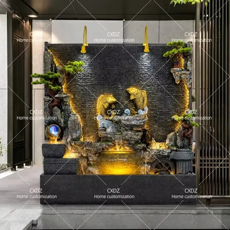 Cornucopia Rockery Water Curtain Wall Circulating Fountain Running Water Screen Ornament for Courtyard Villa Company