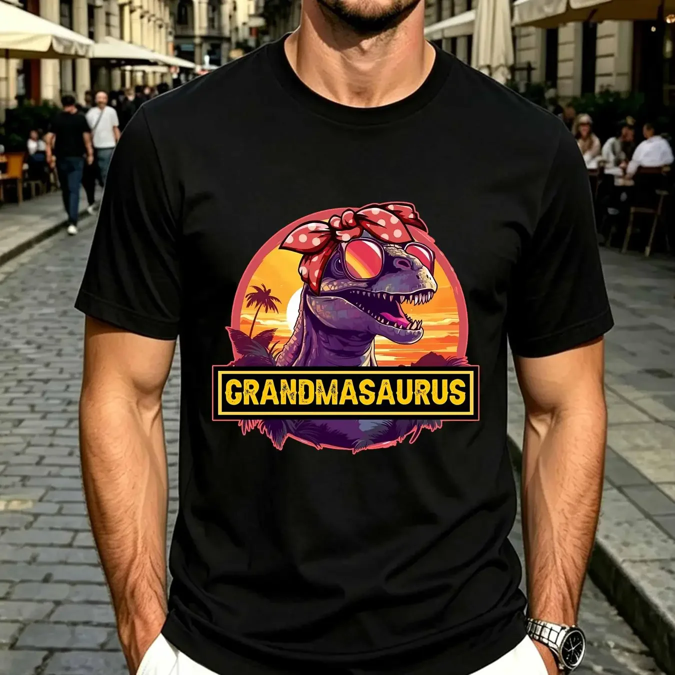 washed T Shirt Grandmasaurus Saurus Loving Grandma Mother's Day Bella Canvas long or short sleeves vintage Washed Breathable