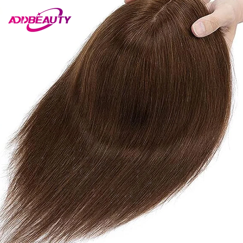 Women Machine Made Topper Human Hair Straight Silk Top Human Hair Wigs Clip in Remy Hair Toupee Silk Base Human Hair System Wigs