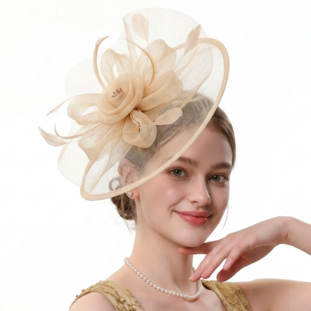 Party Exquisite Feather Fascinator Hat Elegant French Vintage Kentucky Hat Sweet Bow Bridal Headband Wedding