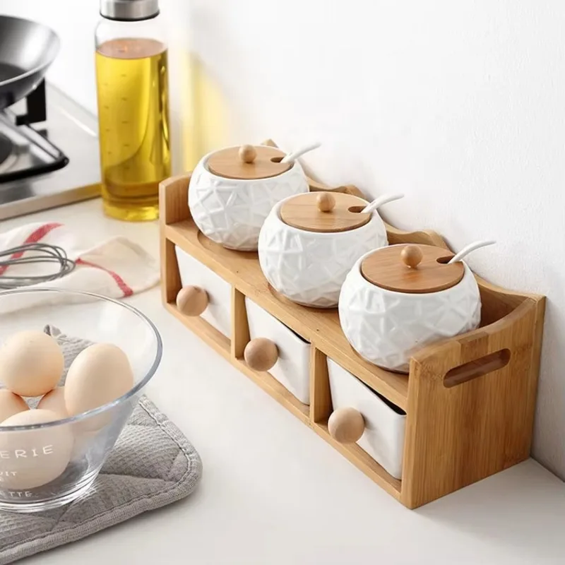 White Modern Kitchen Storage Container 50ml 4oz Ceramic Spice Pepper Jar Set with Lid Freshness Preservation