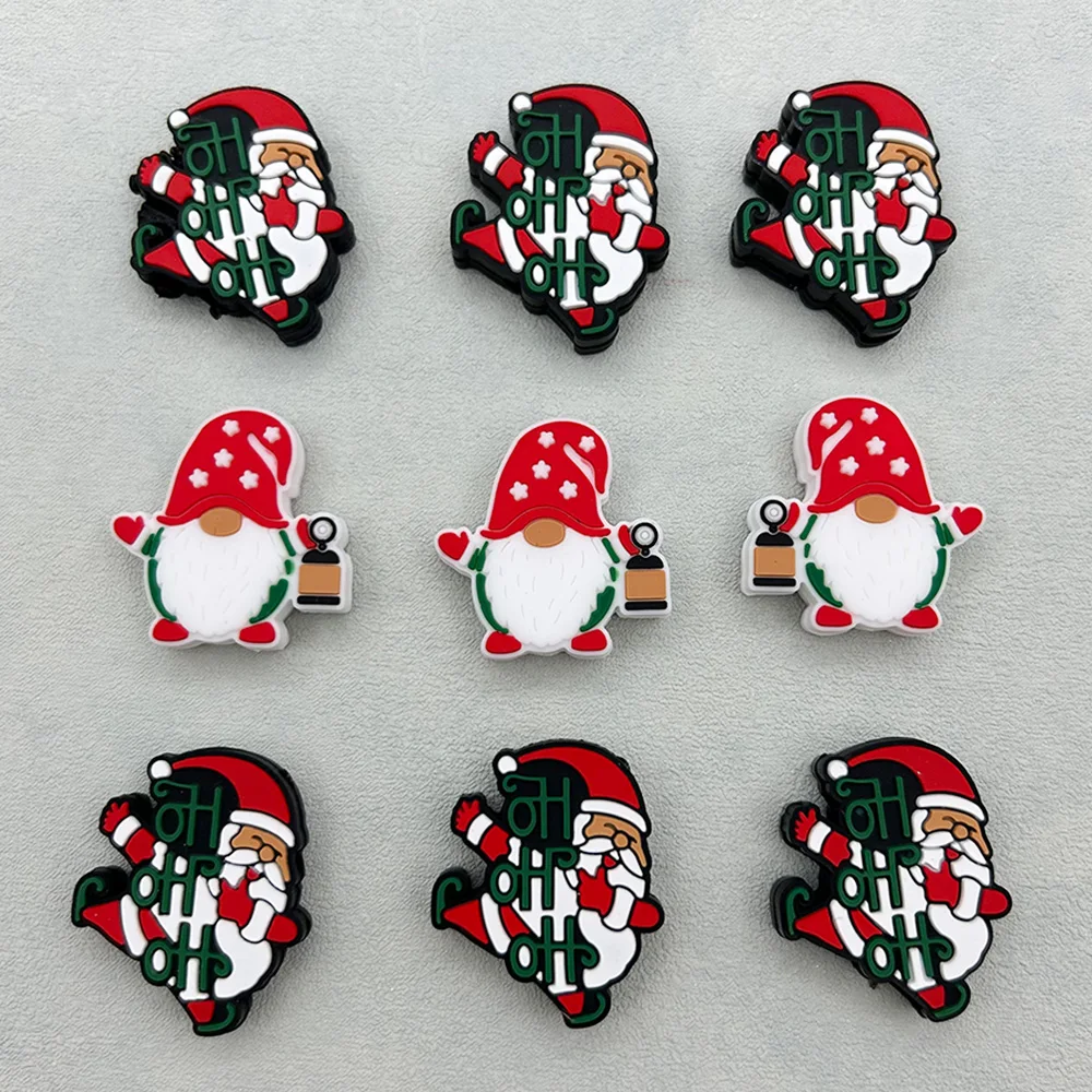 10PCS New Silicone Christmas Baby Beads Teether Beads Baby Chewing Toys Bead DIY Nipple Chain Jewelry Accessories Kawai Gifts