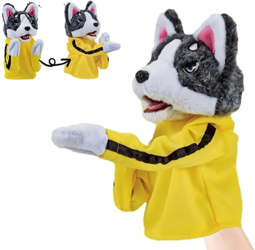 Vocalizable Animal Boxing Dog Interactive Hand Puppet Toy Glove Performance Muppet Finger Doll Husky Plush Doll Cute Gift