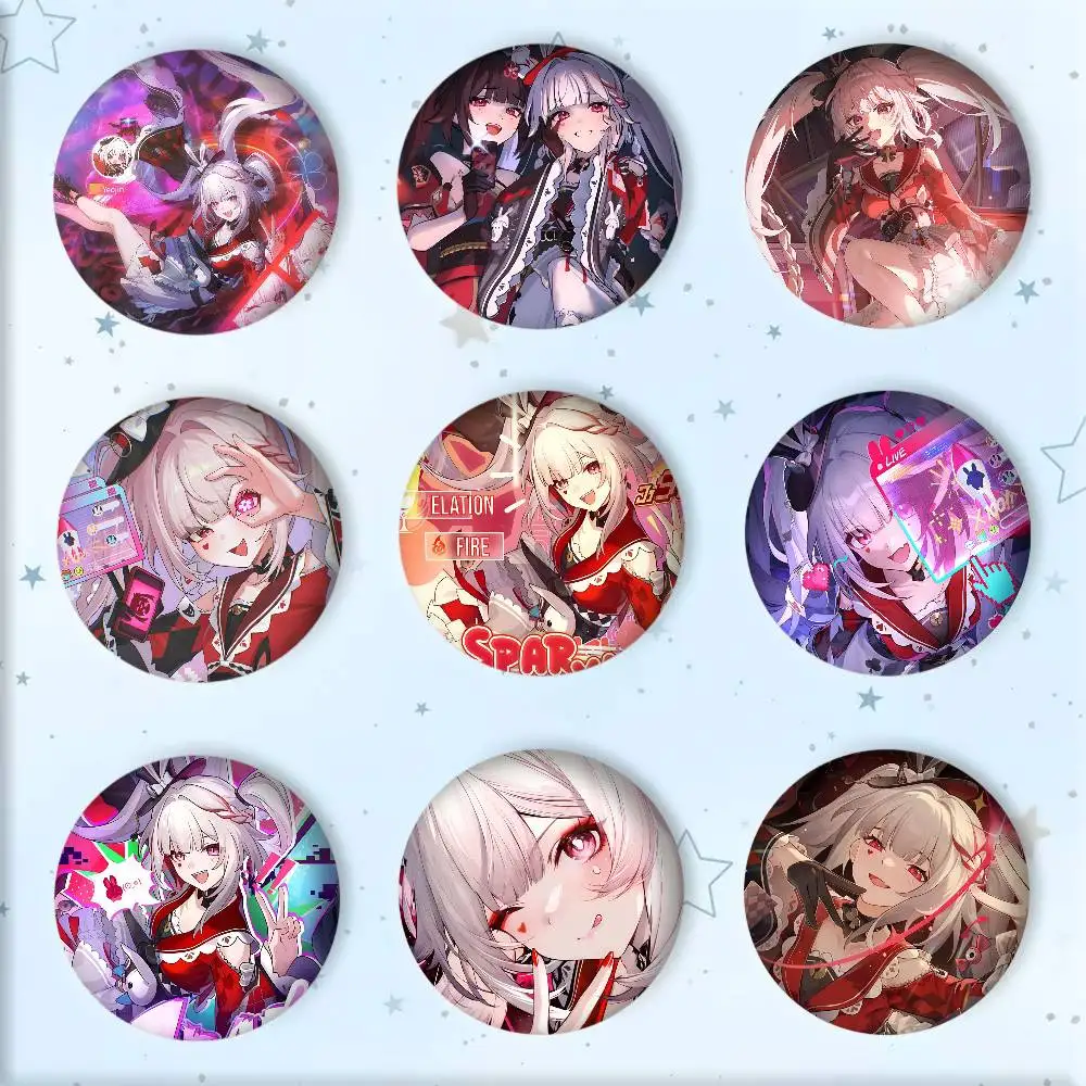 Anime Game Honkai Star Rail Sparxie Badge Tinplate Round Laser Brooch Clothes Backpack Accessories Lapel