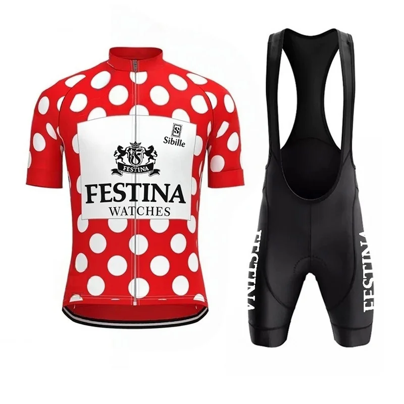 Festina Lotus, conjunto de maillot y pantalón corto de ciclismo retro para hombre, conjunto de ropa de ciclismo de verano para exteriores