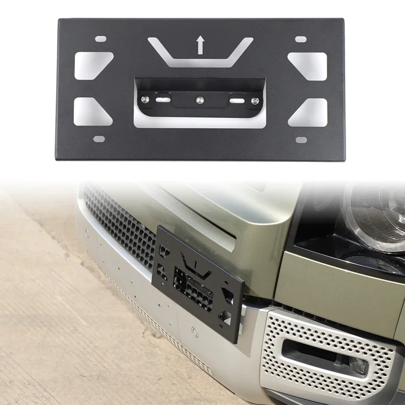 1Pcs Aluminum Alloy For Land Rover Defender 90 110 130 2020-2025+ Car Front Bumper License Plate Rack Parts (Japanese Version)
