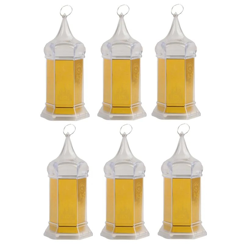 

AA81-6 шт. Свечи-фонарики Рамадана, 6,1-дюймовые золотые мини-фонарики, подвесные фонарики Мубарак, прочные декоративные фонари