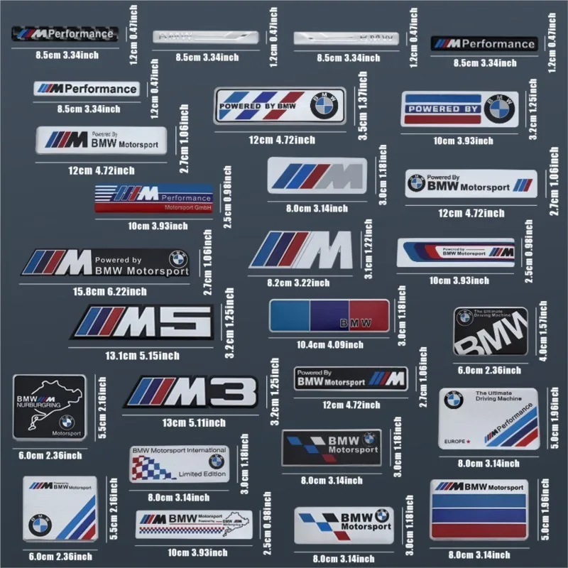 BMW M 퍼포먼스 모터스포츠용 3D 알루미늄 자동차 스타일링 바디 테일 트렁크 장식 스티커, M3 M5 M6 F01 F20 F11 X3 F25 E30 F31