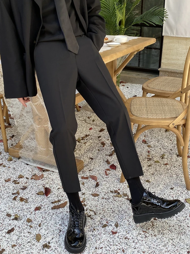 

Slim Fit Men's Spring Summer Nine-Piece Pants Korean Trendy Casual Straight Loose Suit Pants Busin Gentleman Sle