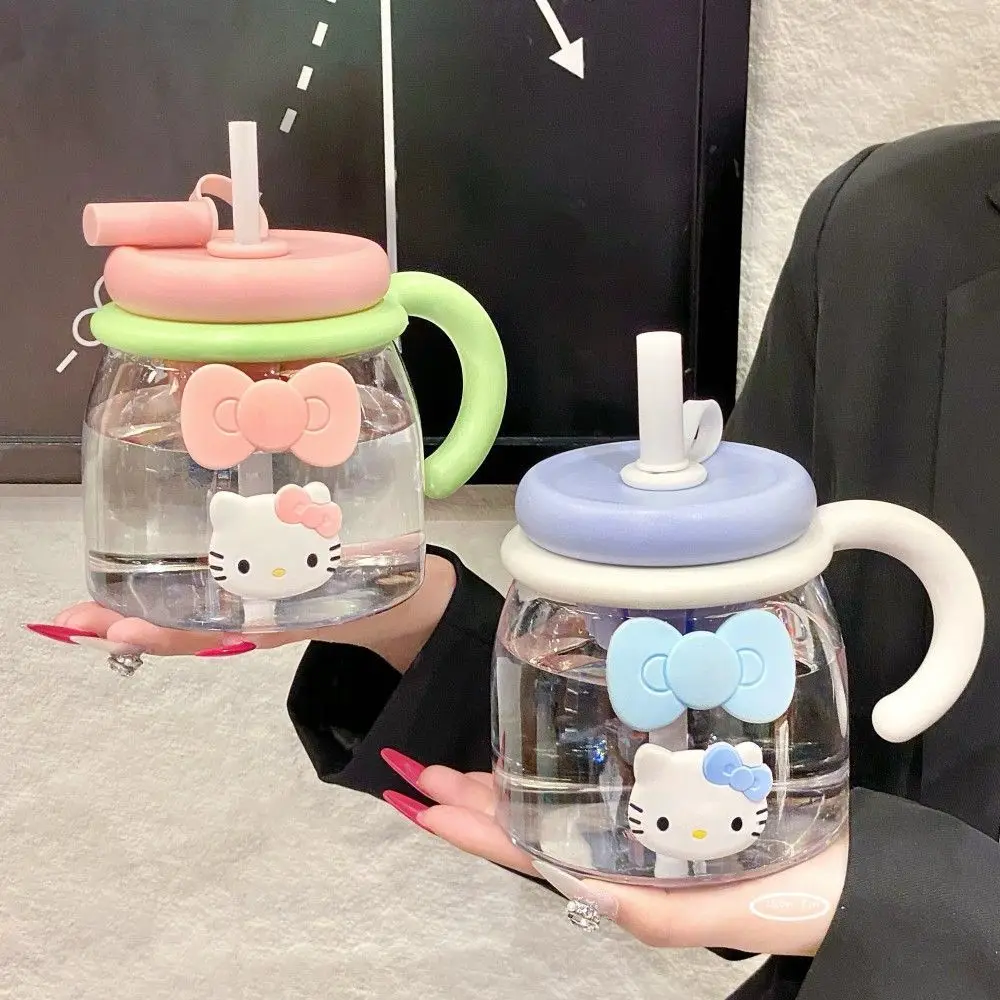 

Sanrio Hello Kitty's милое девчачье сердце с большим животом чашка мультфильм большой емкости портативный детский соломенный чайник студенческий подарок на день рождения