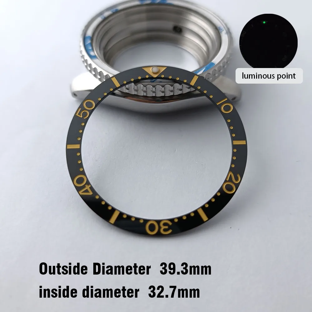 Flat Ceramic Bezel Insert 39.3mm*32.7mm Watch Replacement Watch Parts Watch Cases Replace Accessory Diving Bezel Ring