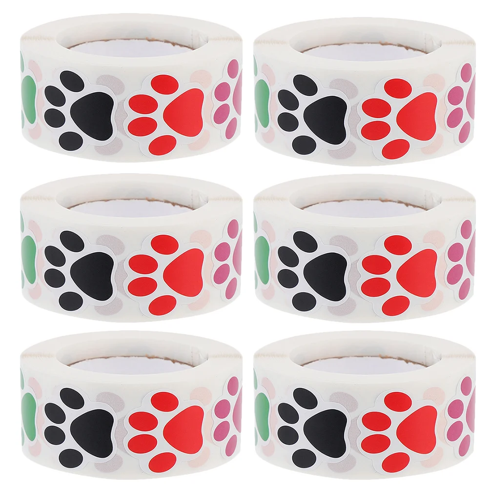 

6-наклейки с принтом лап, самоклеящиеся прочные липкие бумажные наклейки в рулоне для детской вечеринки, награды, сумки для конфет, уплотнительное украшение