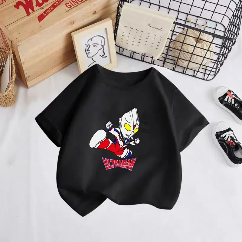 Kawaii Children's T-shirt 3-14 years old children short sleeve cartoon print casual solid color baby T-shirt