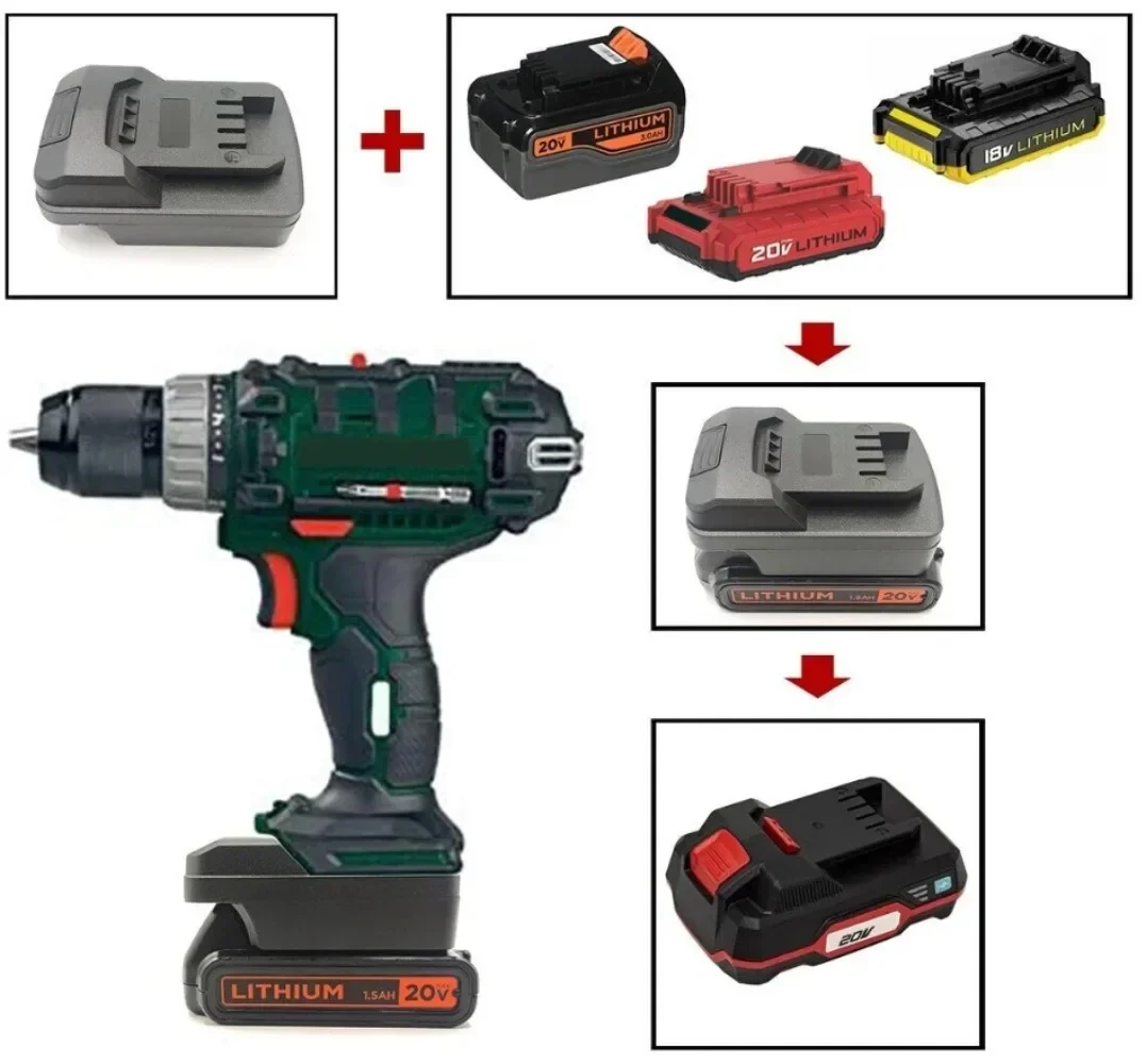Bateria Adaptador Conversor para Parkside Ferramenta Elétrica Broca Bateria de Lítio Converter para Black & Decker Porter Cabo 18v 20v