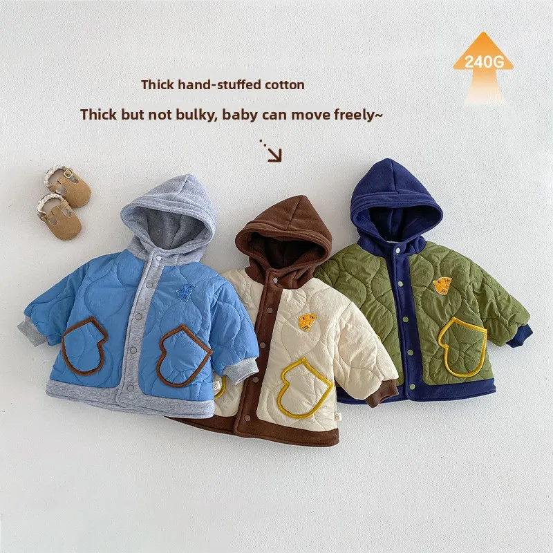 Children's Fashion Cotton Jacket 2025 New Winter Boys' Hooded Cotton Jacket Baby Korean Edition Thick Cotton Jacket