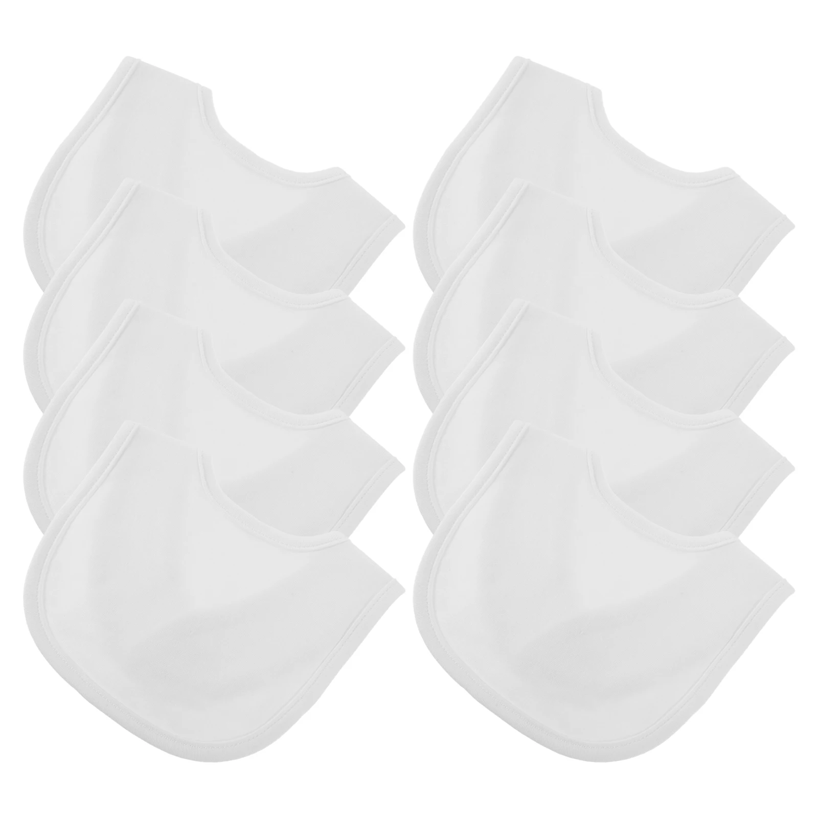 

8pcs Bibs Drooling Teething Toddler Durable Cotton Toddler Bibs Absorbent Washable Reusable White Random Clip Style