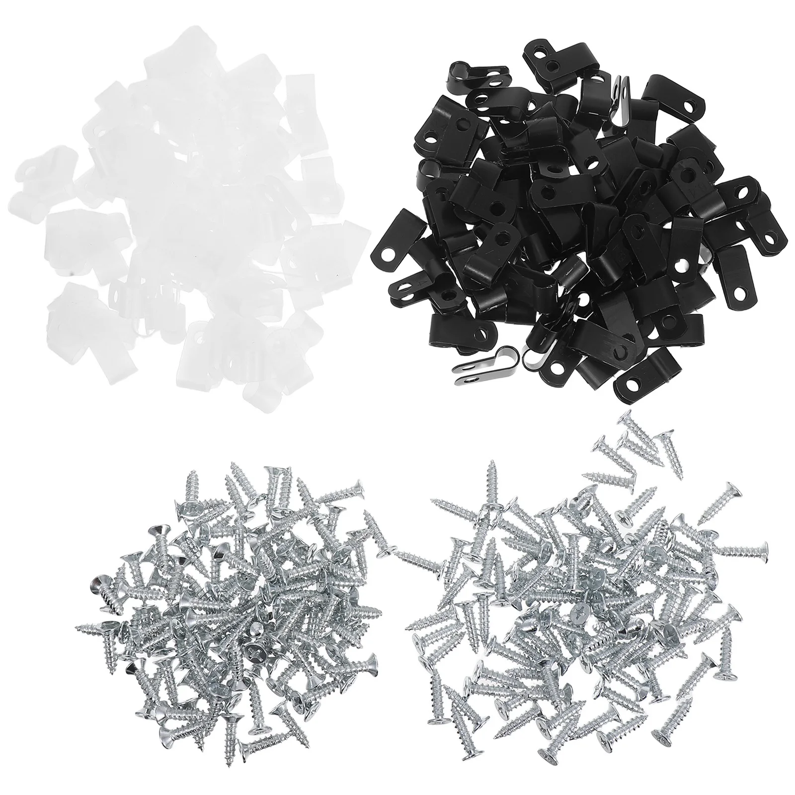 

200Pcs R Type Cable Clamps Nylon Screw Cord Holder Clip for Cable Management and Cord Organizer Wire Tie Retainer