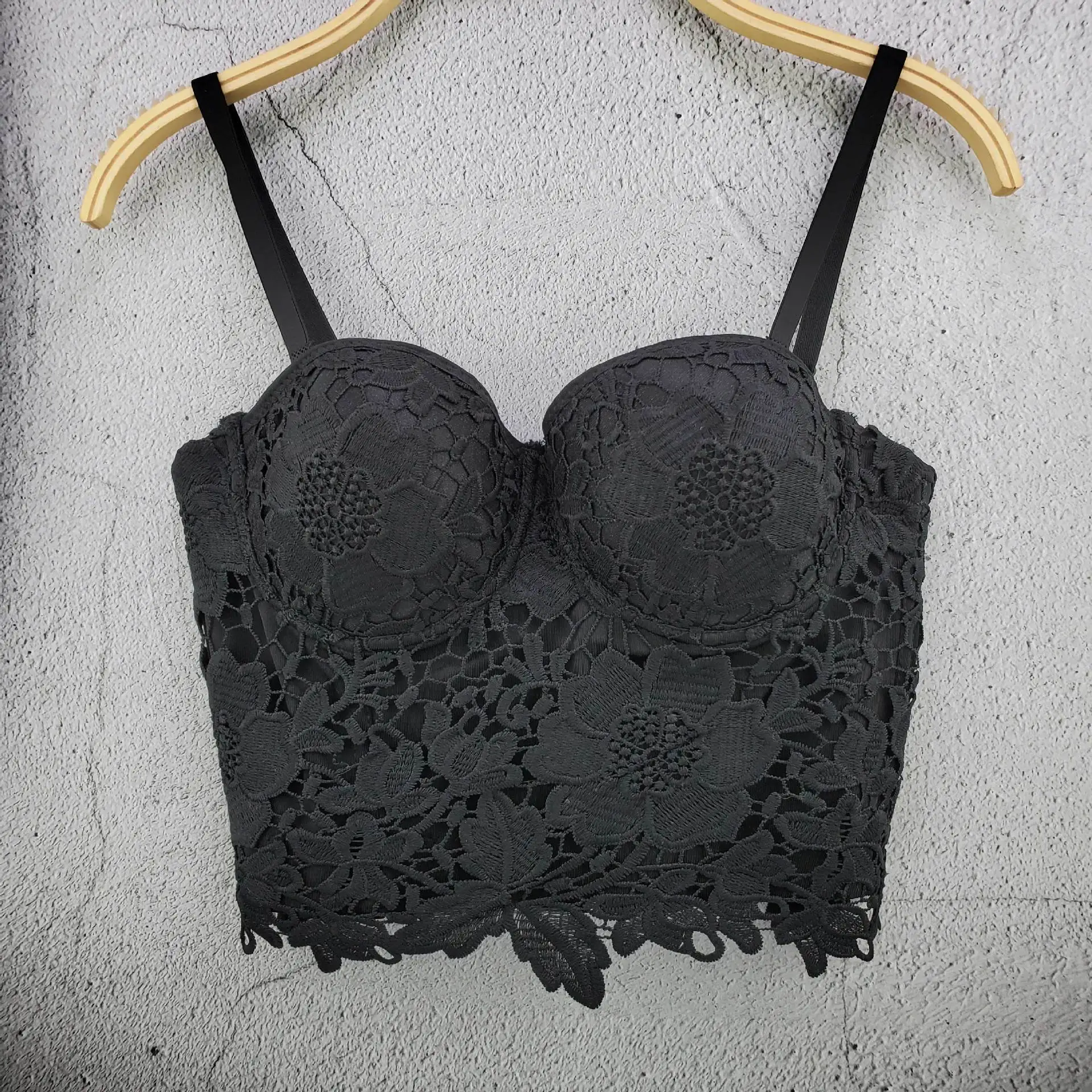 

New Single Piece Short Style Slim Fit One Year Embroidered For Women's Nightclub Dance Transparent Versatile Bra