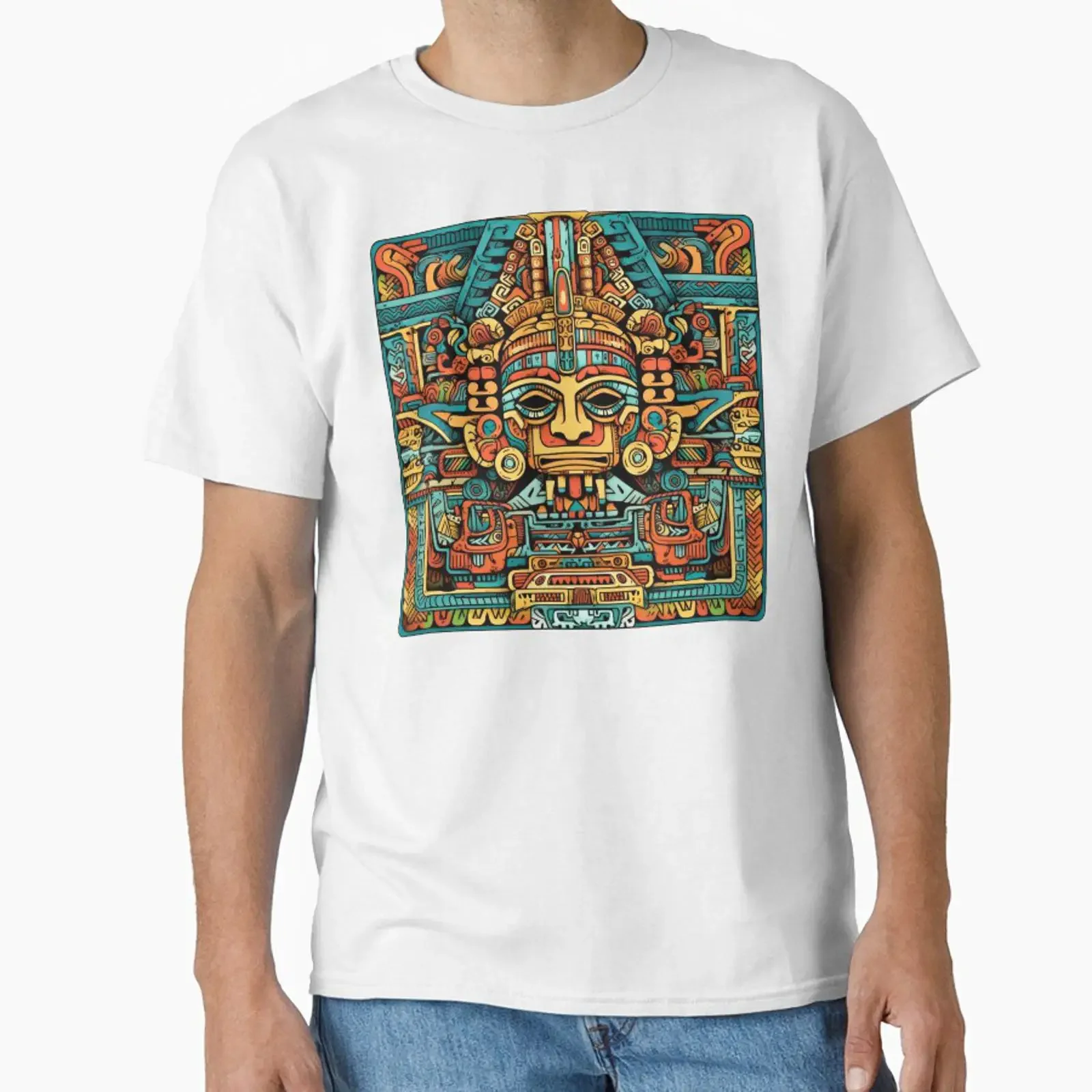 Aztec Sun God designed and sold by unthinkabletees vintage Washed Top For Everyday Wear Stretched Versatile graphic Stylish