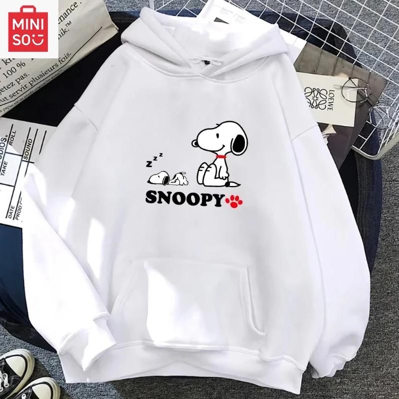 

MINISO no lanyard 2025 Disney men and women autumn loose cartoon couple long-sleeved jacket anime tops new Snoopy hoodie