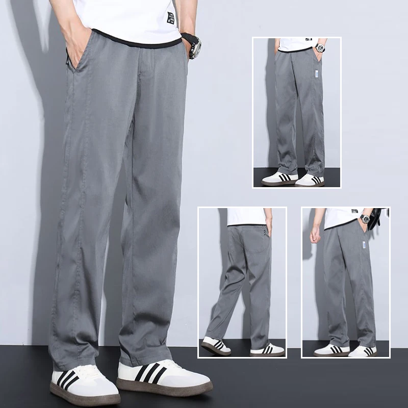 

Мужские легкие роскошные повседневные костюмные брюки Мужские свободные прямые брюки выше колена Блейзер Брюки длиной до щиколотки Укороченные черные синие брюки