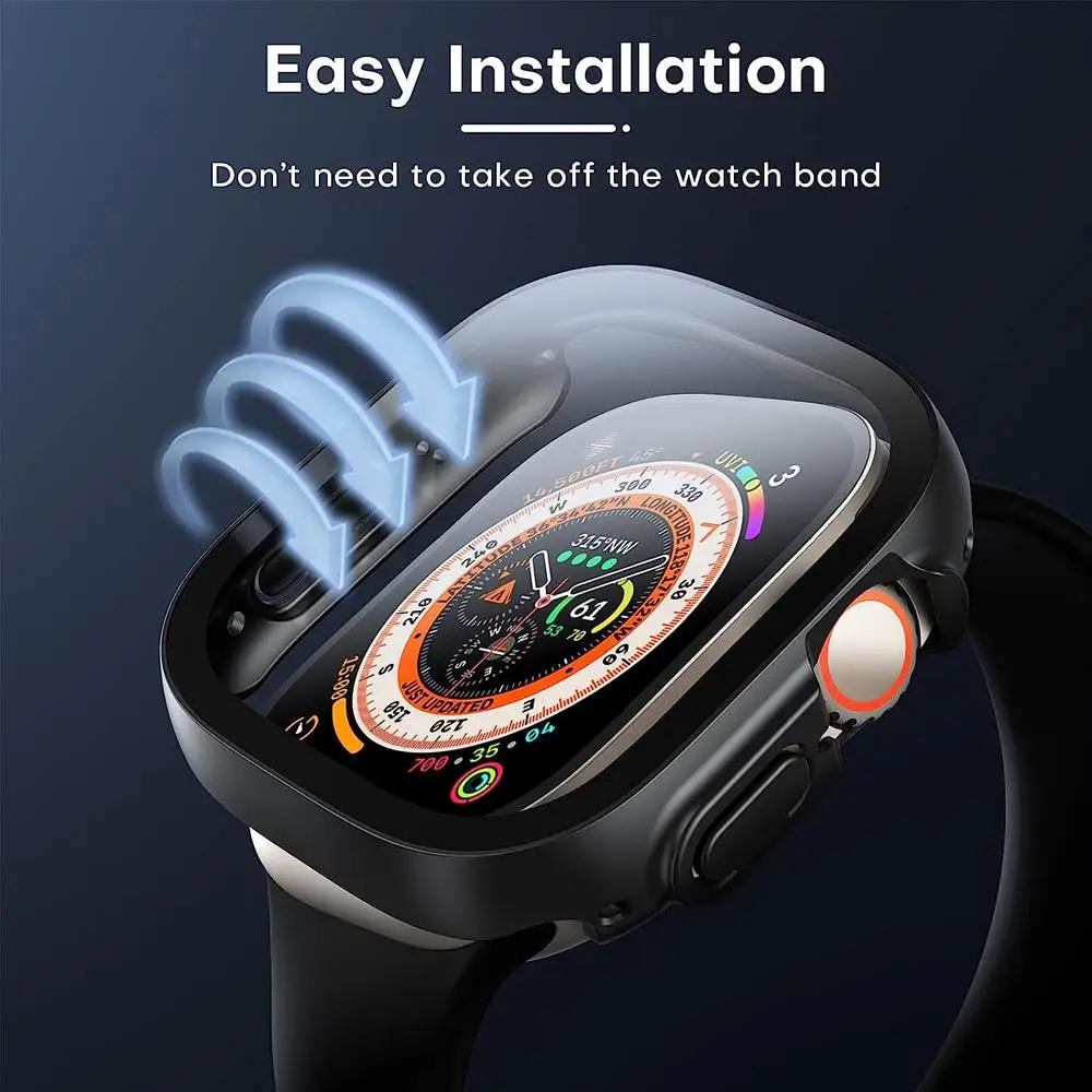 Cover For Apple Watch Ultra Case 49mm Accessories Tempered Glass All-Around Screen Protector PC Bumper iWatch series ultra 2