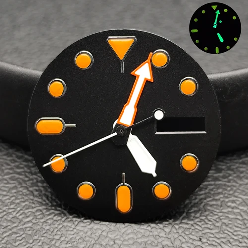 Imagen 2 del producto Esfera de 28,5mm reloj con calendario Dual verde/negro esfera de 28,5mm manecillas luminosas verdes apto para accesorios de movimiento NH36