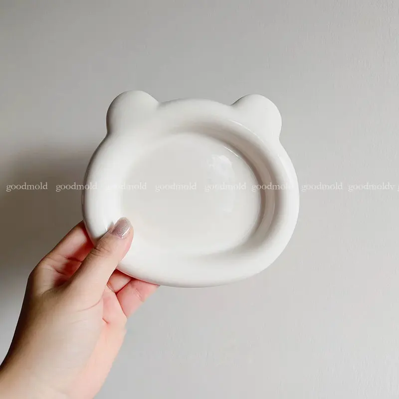 Imagem -05 - Bonito Urso Bandeja Molde Decoração de Casa Bandeja Silicone Moldes Bugigangas Prato de Armazenamento Gesso Molde Concreto Jesmonite