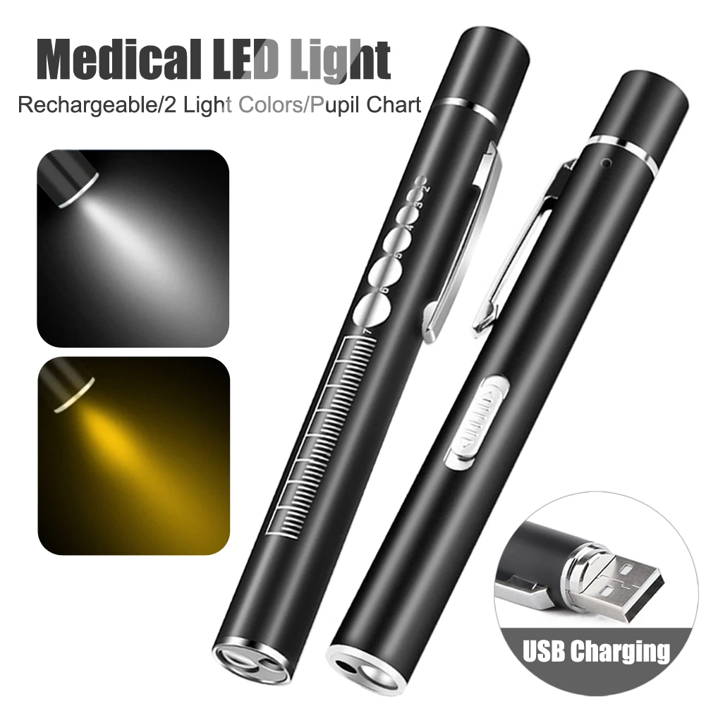 

USB Rechargeable Medical LED Pen Light Nurse Doctor Flashlight Torch Lamp Pocket Lantern Penlight for Emergency First Aid B3