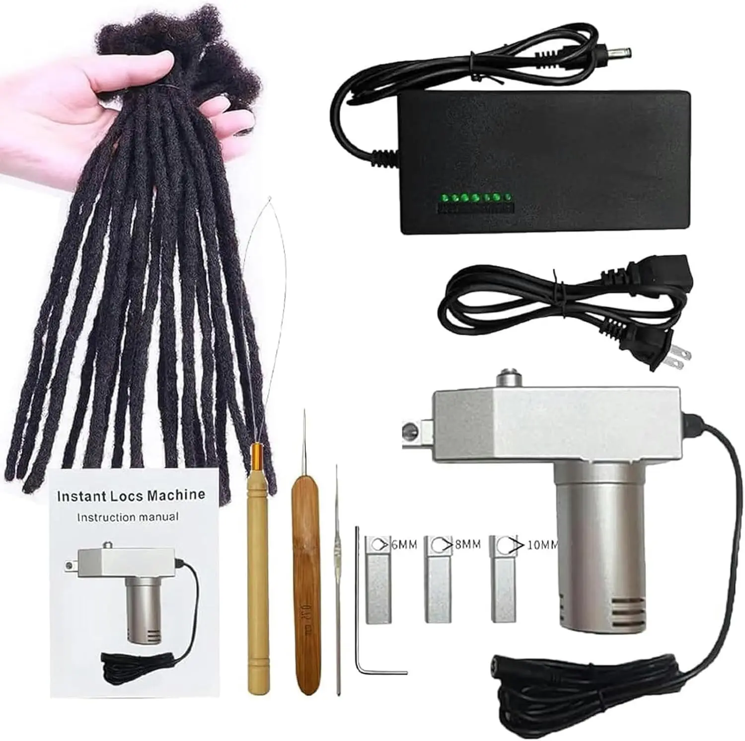 Electric Dreadlock Machine for Loc,Handheld Dreadlock Crochet Braiding Machine,Long Human Hair and Synthetic Hair Can be Work on