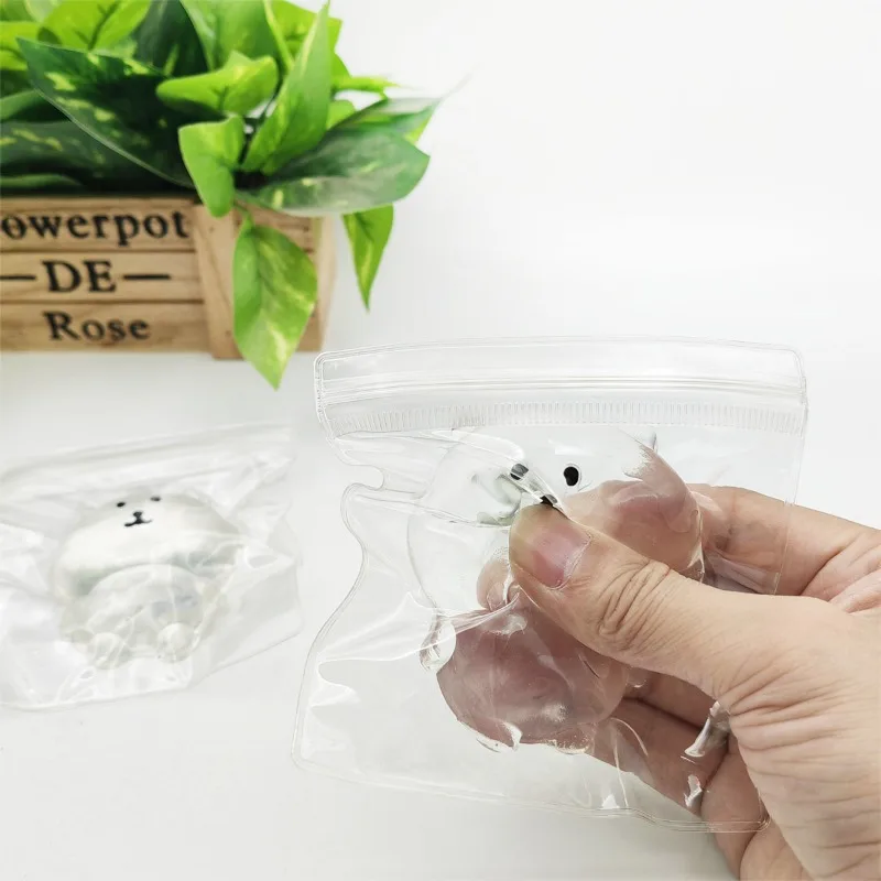 لطيف الذاتي انخفاض الدب ضغط لعبة شفافة Kawaii التعبير تململ لعبة اسفنجي الحسية المضادة للإجهاد هدية الكريسماس