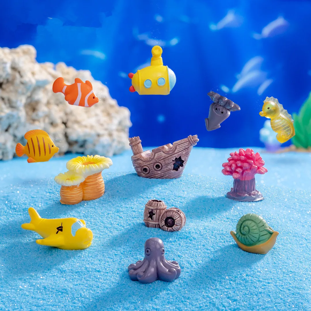 Adornos de Micro paisaje para pecera, Mini animales marinos artificiales, peces, Coral, bricolaje, accesorios de Acuario, decoraciones