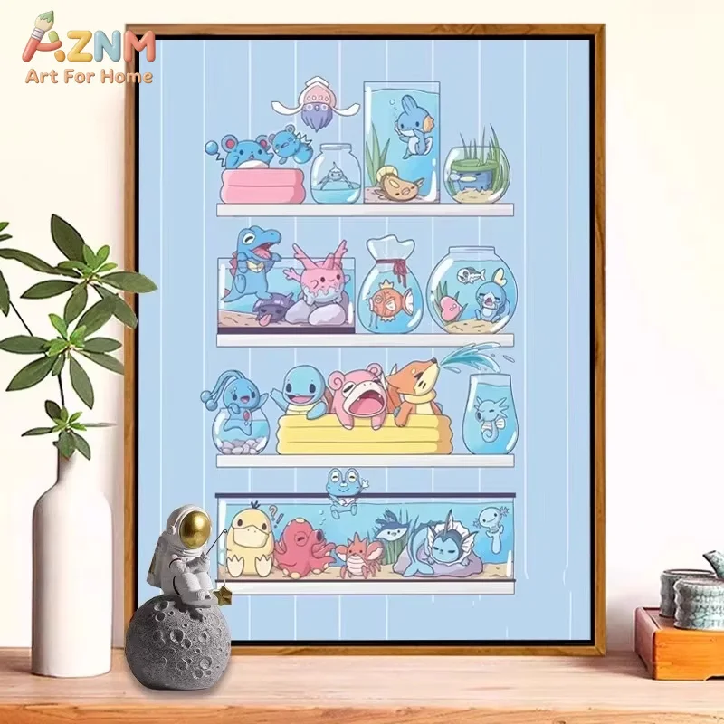 Classic Pokémon Anime Two-dimensional High-end Cute Borderless Canvas Painting Children's Room Corridor Decoration