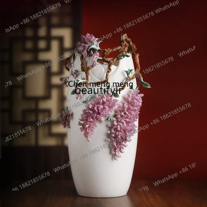 

cc182Vase ornament New Chinese-style living room Bogu rack porcelain high-end art decoration R