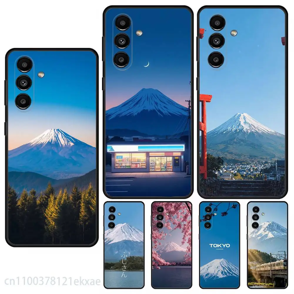 Fuji Mountain Phone Case For Samsung S25,24,21,22,23,20,S30,Ultra,Plus,Fe,Lite,Note,5G Black Cover