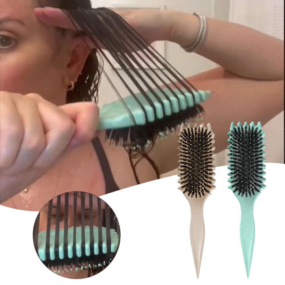 New Bounces Curling Define Styling Brush Professional Styling Tool Washable Soft Tooth Massage Comb For Women Curly Hair Styling