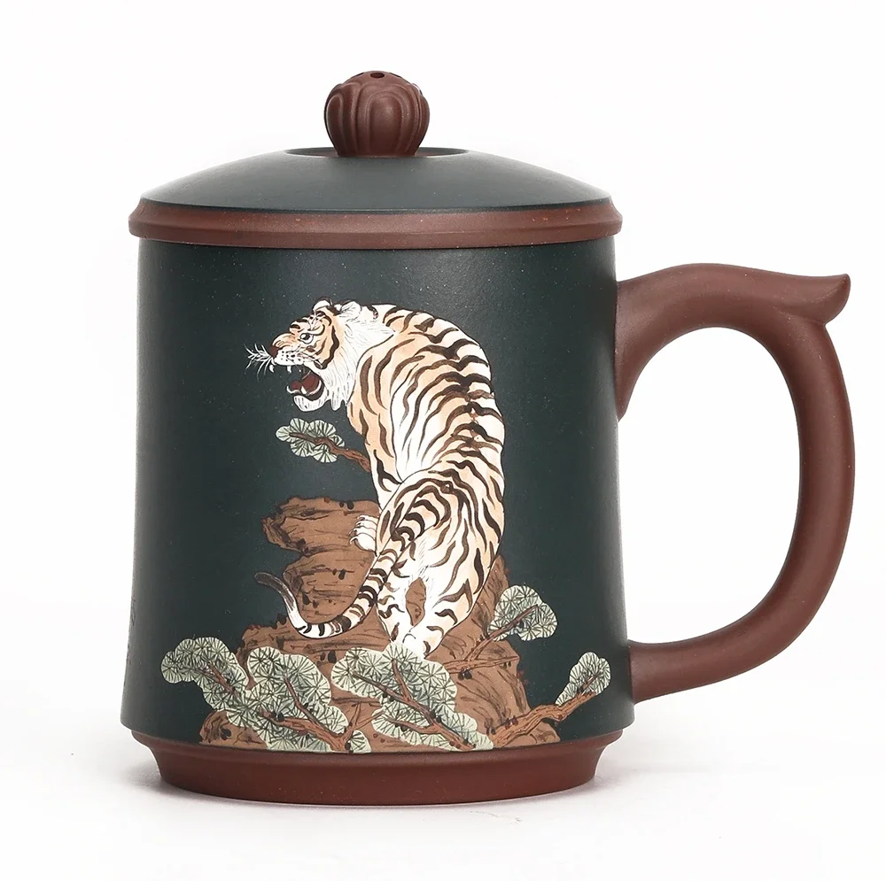 high-end purple sand tea cup tiger Yixing cover cup for elders and leaders high-end gift box set with filter liner