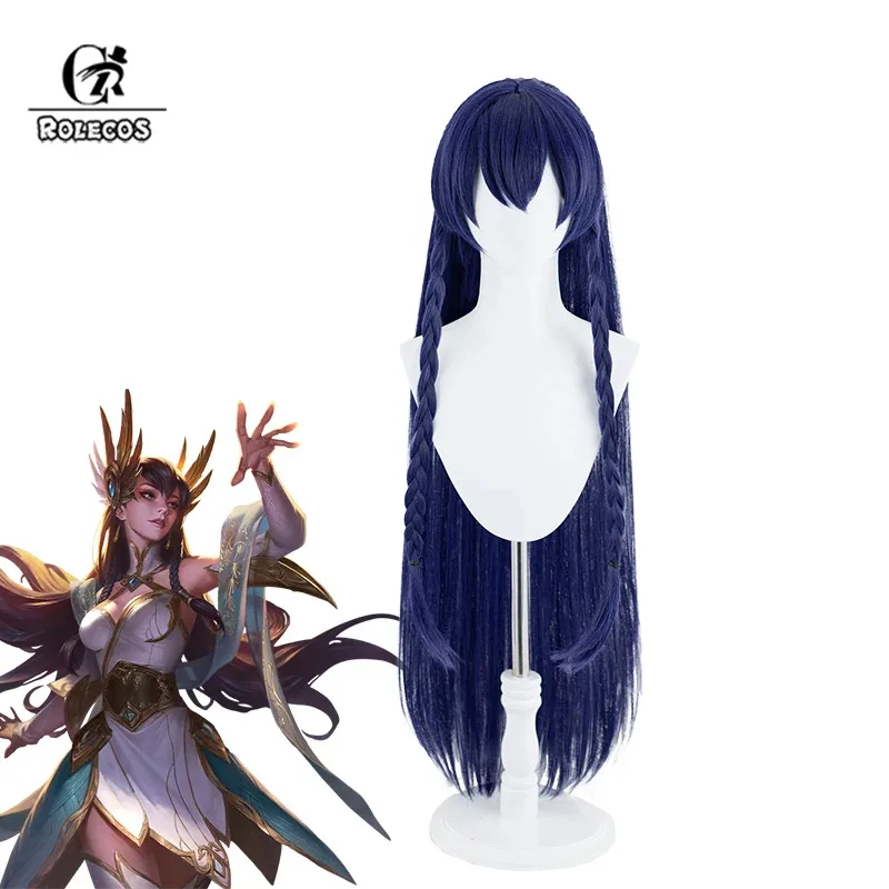 

ROLECOS LOL Immortal Journey Irelia Cosplay Wig 100cm Women Long Blue Cosplay Wigs Heat Resistant Synthetic Hair
