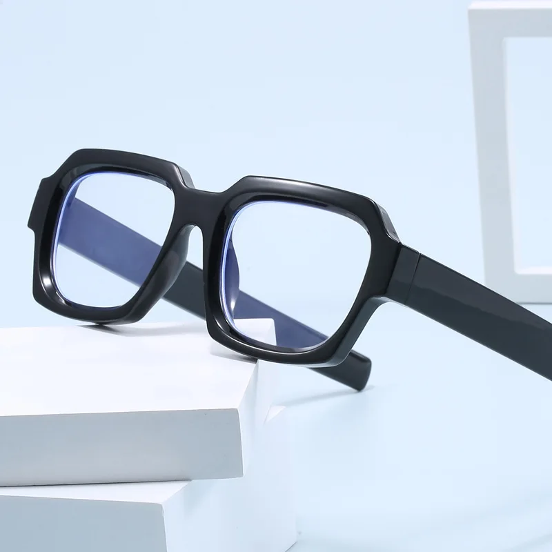Square Shape Men Glasses Hip Hop Style Contrast Color Women's Eyeglass Frame Stylish Blue Light Blocking Men's Glass