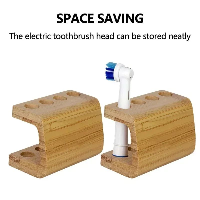 Mini Multi-slots Bamboo Stand for Toothbrush Head Space Saving Bathroom Electric Toothbrush Head Holder Non Slip Durable