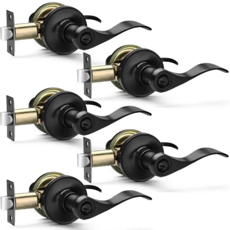 

Door Handles Privacy Door Levers, Heavy Duty Bed and Bath Door Locks Interior Door Knobs, Reversible Keyless Wave Lever Door Ha