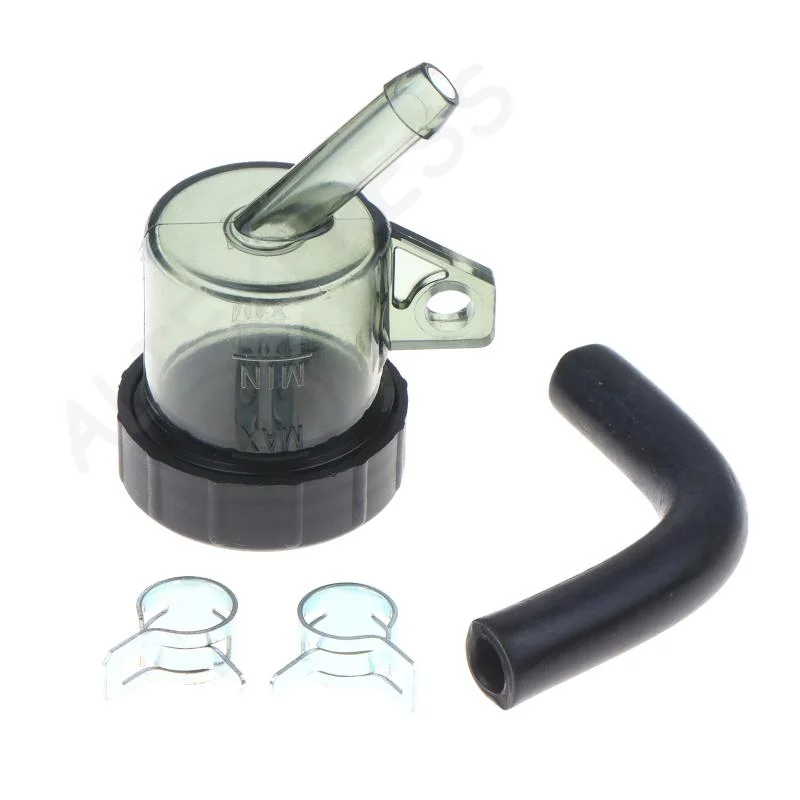 Universal Motorcycle Round Brake Fluid Reservoir Transparent Oil Cup With Rubber Hose For Retro Disc Brake Master Cylinder Refi