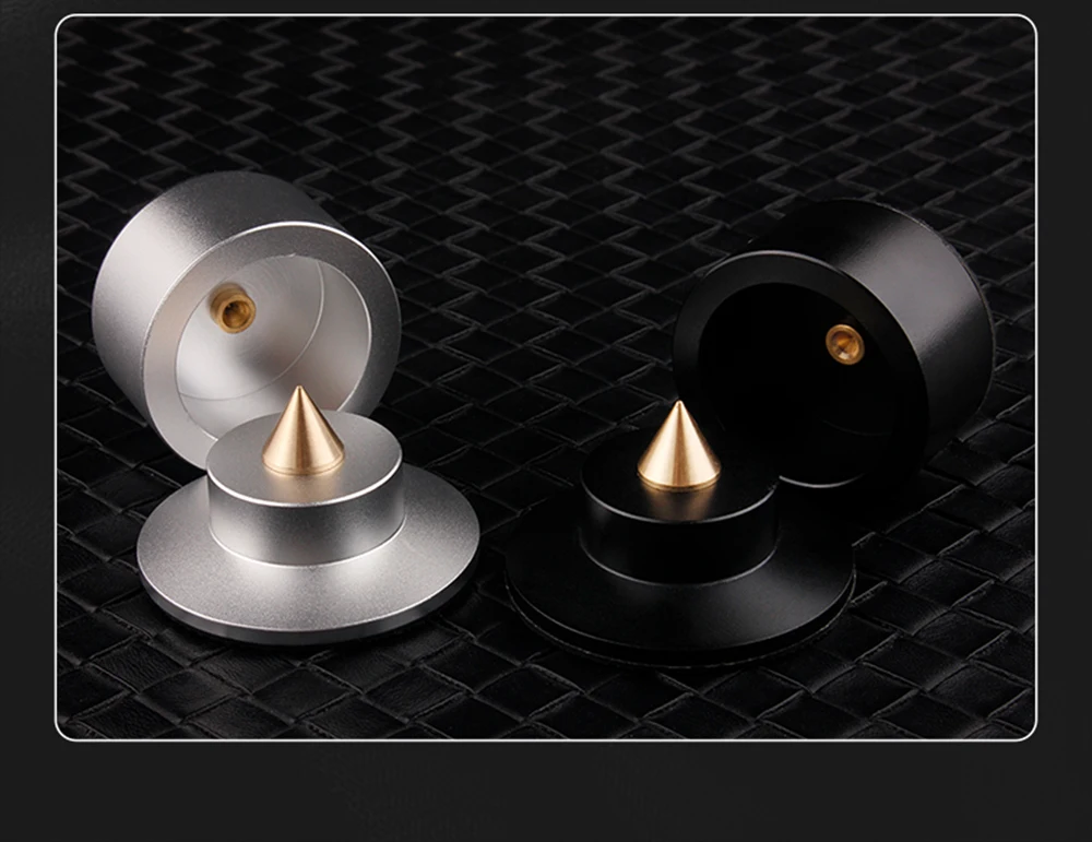 4-teiliger Audioverstärker aus Aluminiumlegierung mit Stoßdämpfer-Fußnägeln, Hifi-Fußpolster für Lautsprecher, CD, praktischer Fußmattenhalter – Detail 13