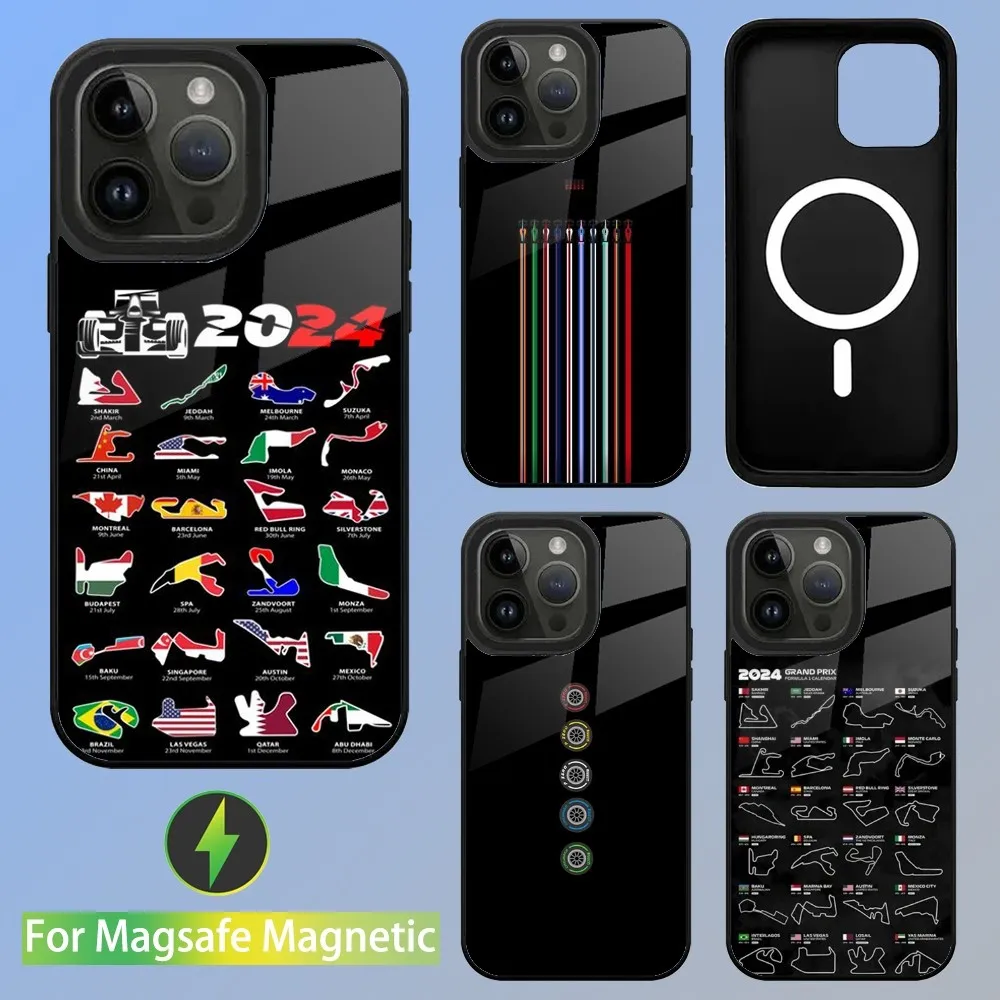 F1 Race Tracks Circuits 2024 Phone Case For iPhone 15,14,13,12,11,Plus,Pro,Max Mini Magsafe Magnetic Wireless Charging