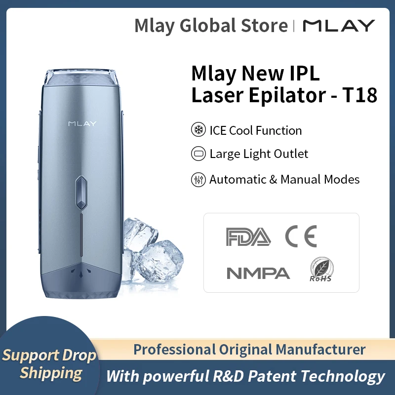 

Mlay T18 ICE Cooling Hair Removal Device With Unlimited Shots Permanent IPL Laser Home Use Painless Epilator For Women Men