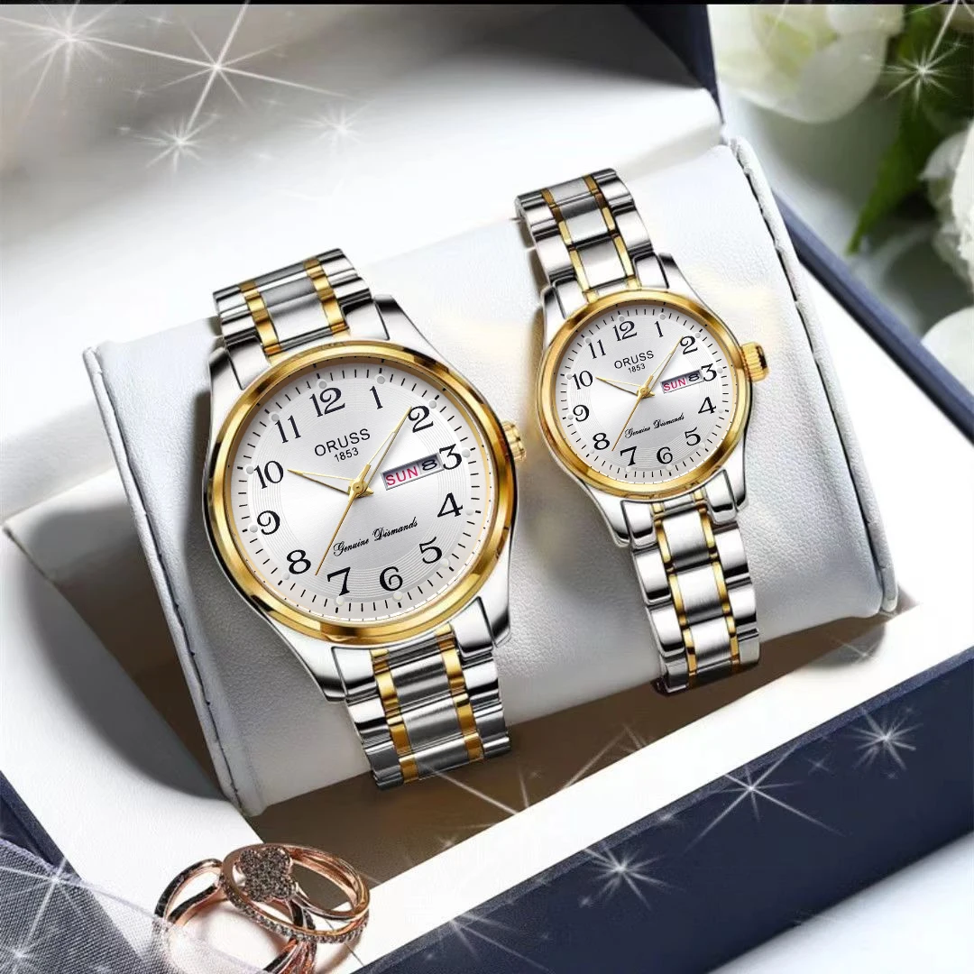 Новые романтические часы для пар, корейская версия, индивидуальный нишевый подарок, пара стильных повседневных простых часов