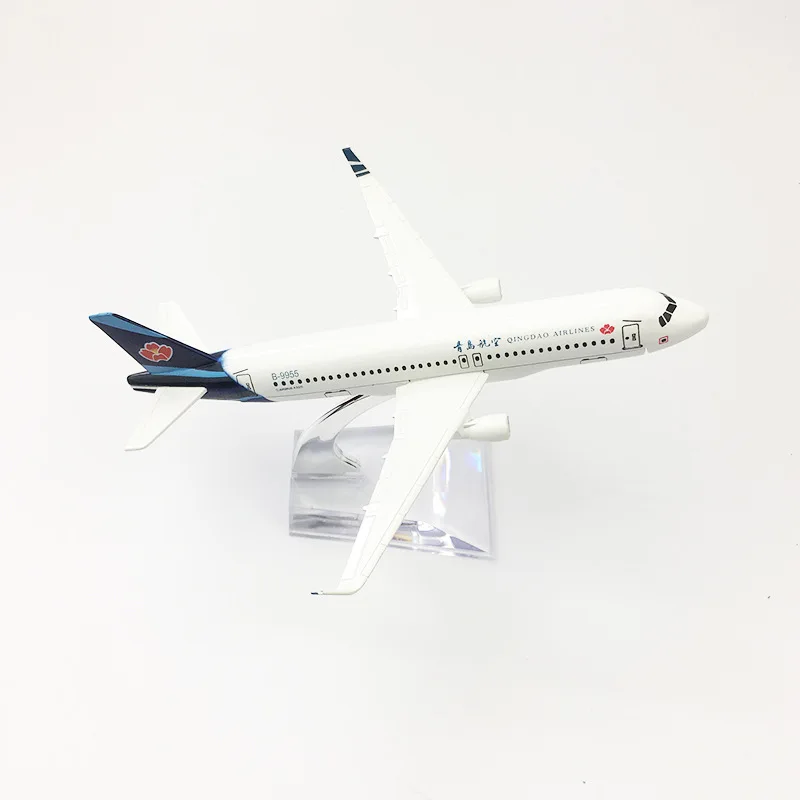 16CM Alloy aircraft model Qingdao Airlines AirbusA320 Diecast Aviation Plane Collectible Miniature Toys for Boys Dropshipping